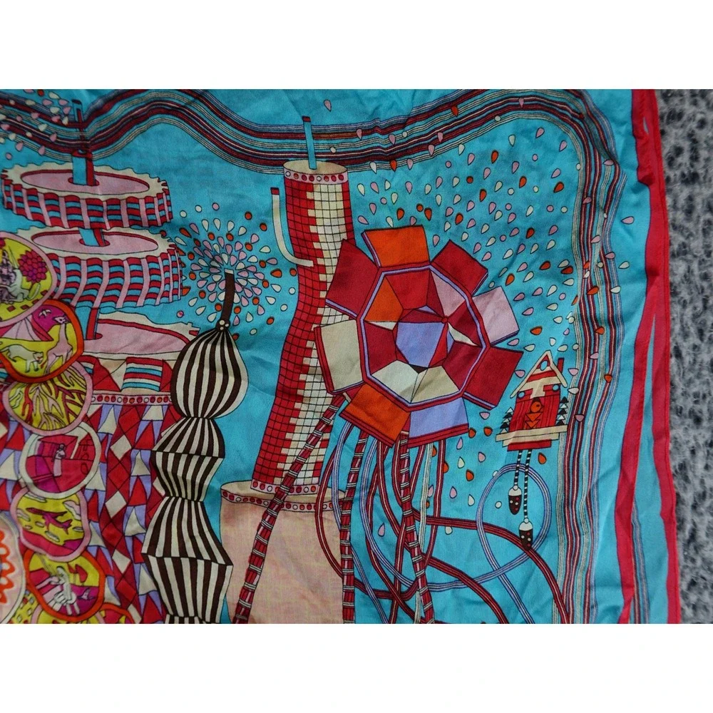 Unbranded Scarf Women 35x25‎ Turquoise Good Abstract Mechanical Print Art Decor